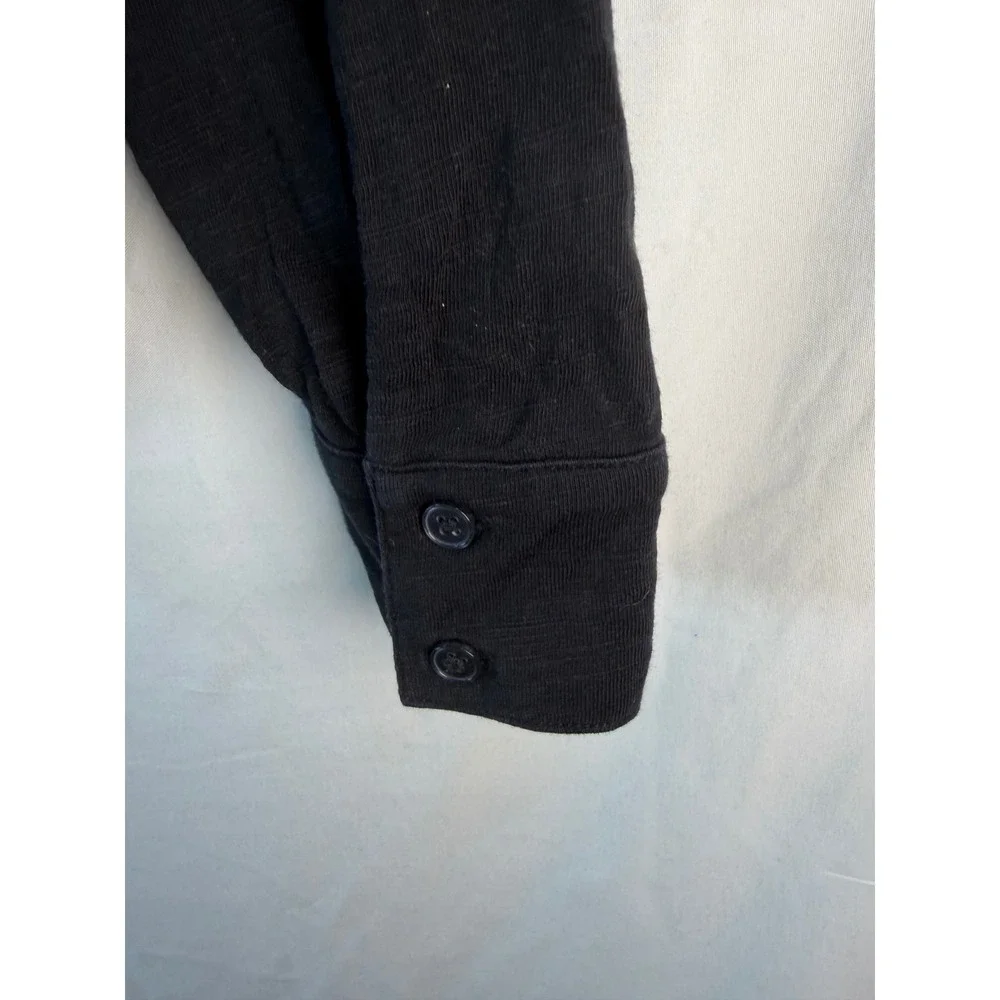 Boden Black Cotton Slub Lace Ruffle Button Front Top US 8 UK 12 Victorian Style